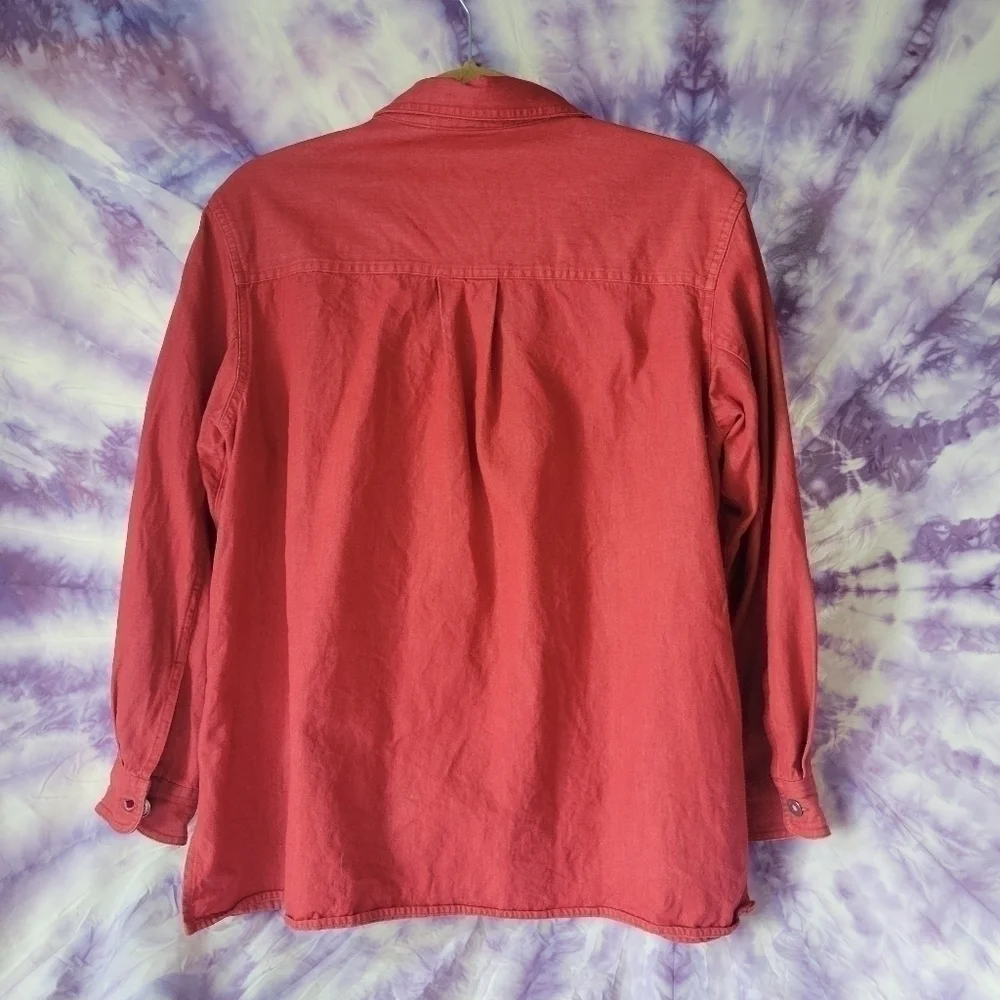 Liz Clairborn Women's Red Light Denim Button Up Shirt/Jacket Size Medium Petite